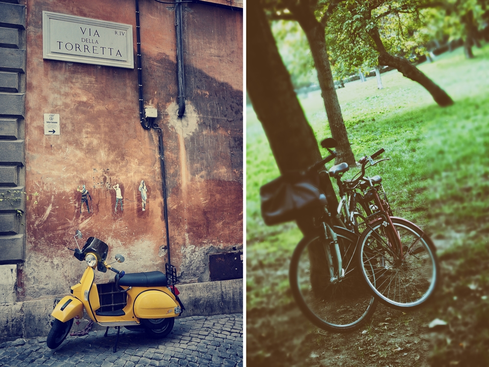 Means of transportation in Via della Torretta and Villa Borghese